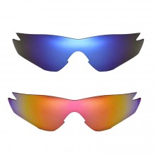 Walleva Fire Red + Ice Blue Polarized Replacement Lenses for Oakley M2 (OO9212 Series) Sunglasses